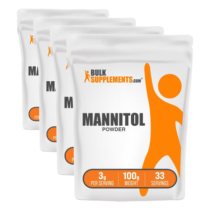 BulkSupplements Mannitol Powder – Sugar Substitute, Gluten-Free, 100g (3.5 oz) Pack of 4