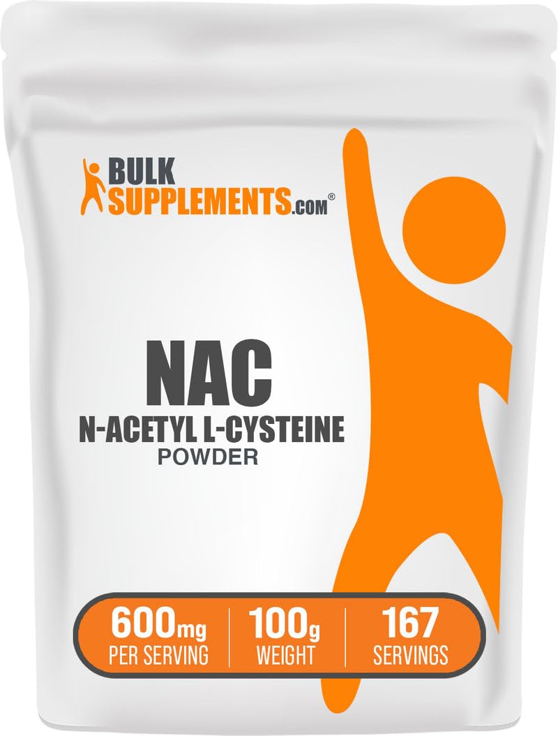 BulkSupplements NAC Powder 600mg – N-Acetyl Cysteine Supplement, Gluten Free