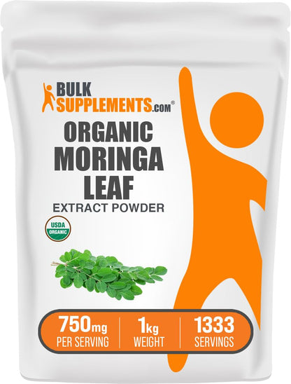 BulkSupplements Organic Moringa Extract Powder – 750mg per Serving, 1kg | Vegan & Gluten Free