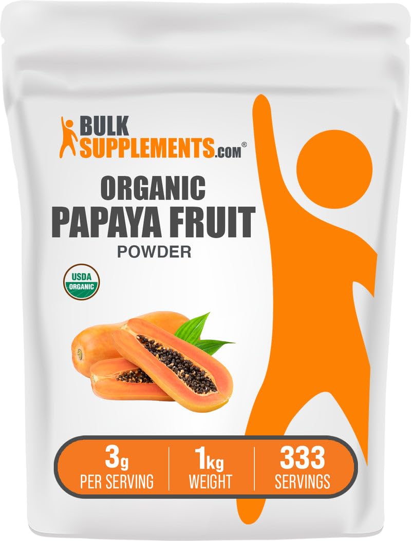 BulkSupplements.com Organic Papaya Fruit Powder – Gluten Free, 1kg (2.2 lbs), 3g per Serving | Flavoring Powder (Pack of 1)