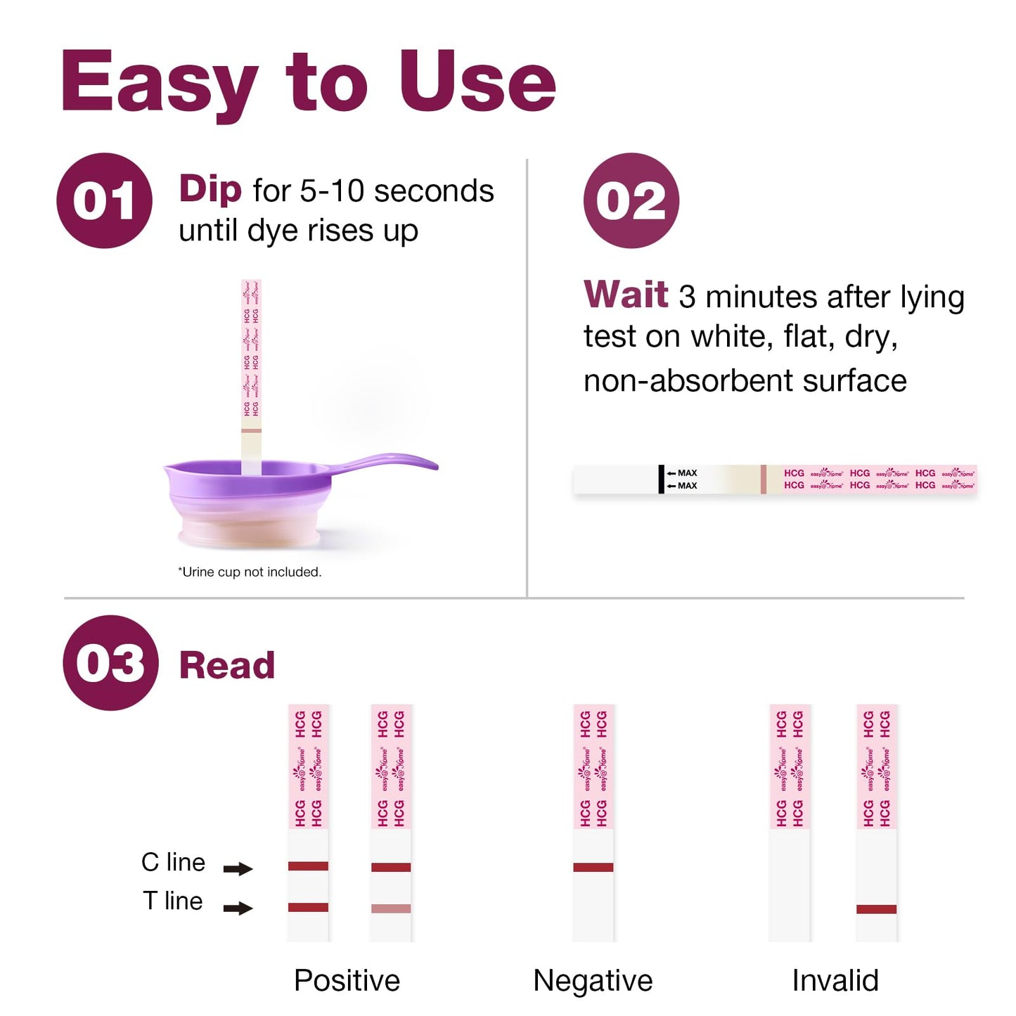 Easy@Home 20-Pack Pregnancy Test Strips – Early hCG Detection with Premom App (Bulk)