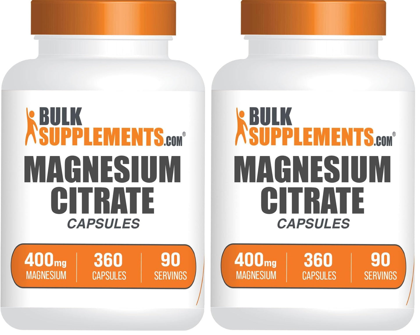 BulkSupplements Magnesium Citrate Capsules 400mg — Gluten Free, 4 Capsules per Serving, 360 Count (Pack of 2)