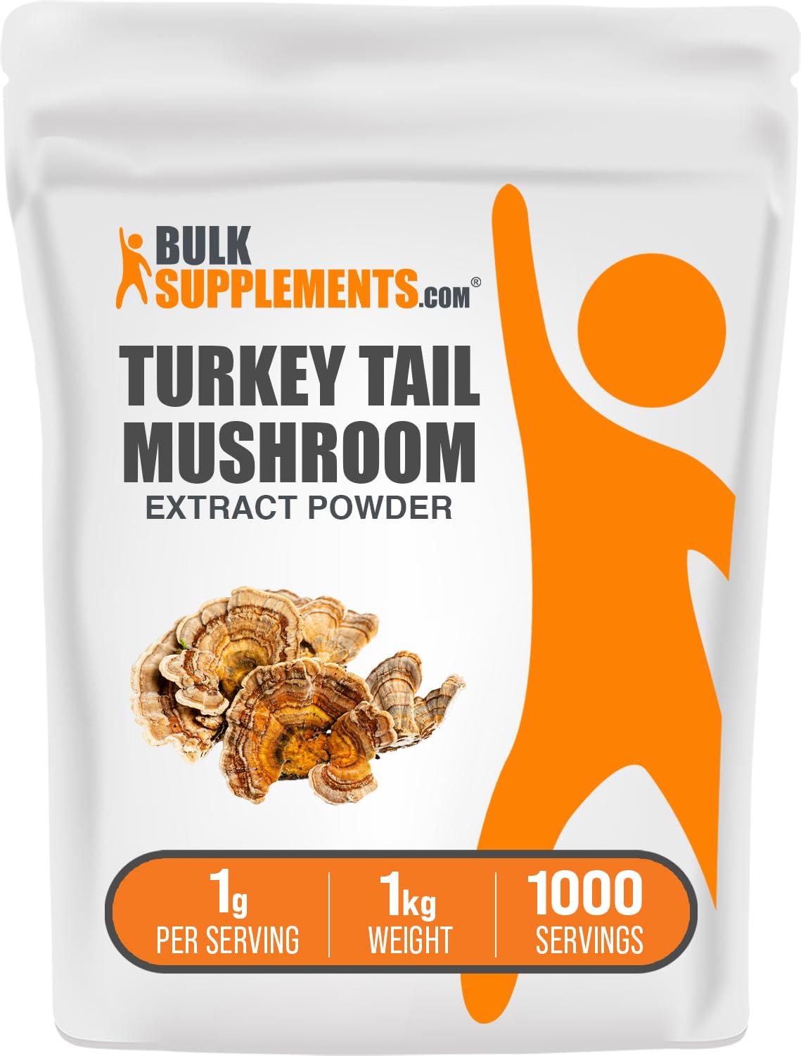 BulkSupplements Turkey Tail Mushroom Extract Powder – Coriolus Versicolor, Vegan & Gluten Free, 1kg