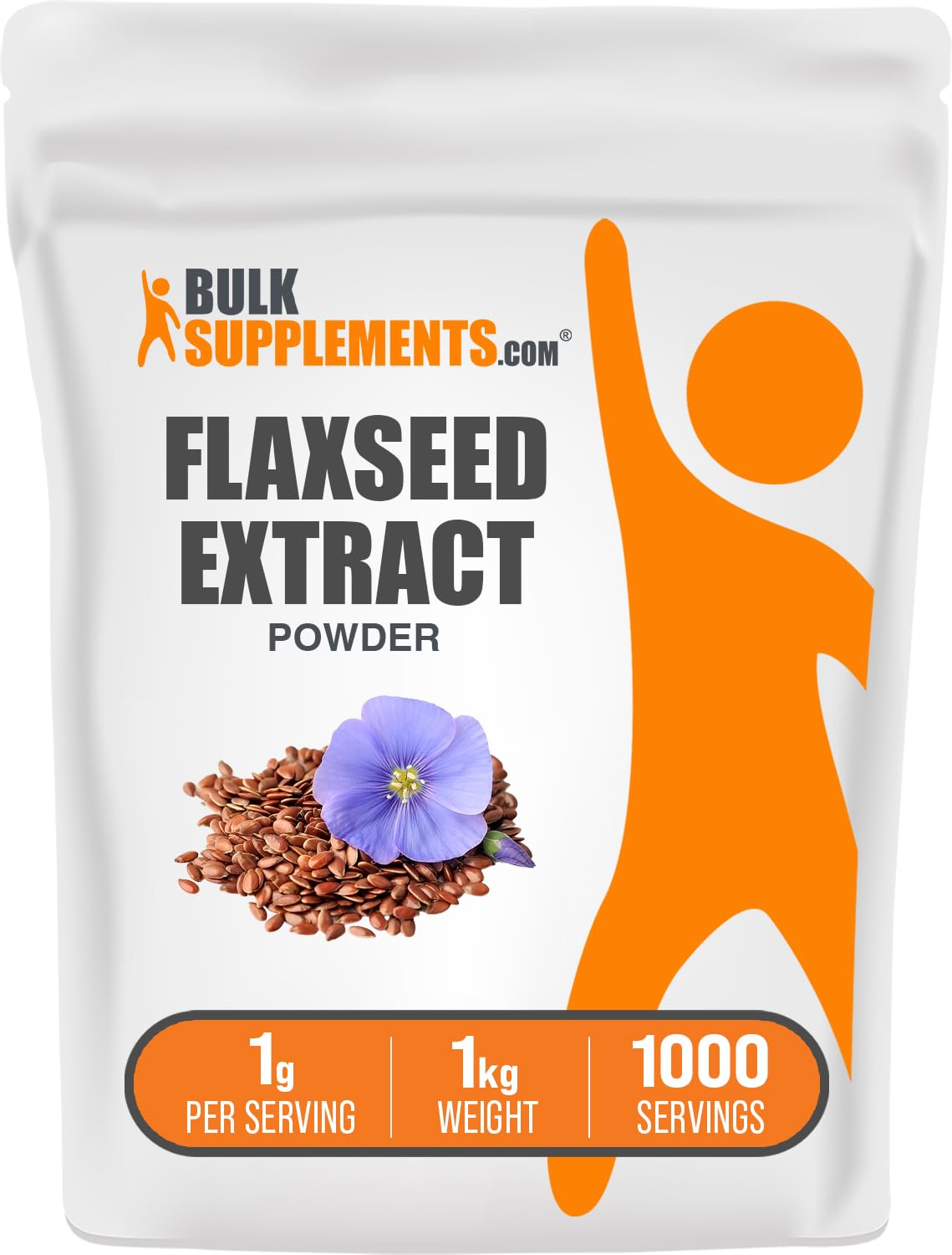 BulkSupplements Flaxseed Extract Powder – Omega-3, Vegan & Gluten Free, 1g per Serving, 1kg