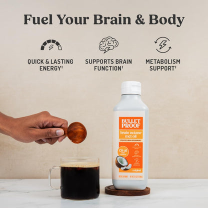 Bulletproof Brain Octane C8 MCT Oil, 32 oz – Keto Energy, Focus & Cravings Support