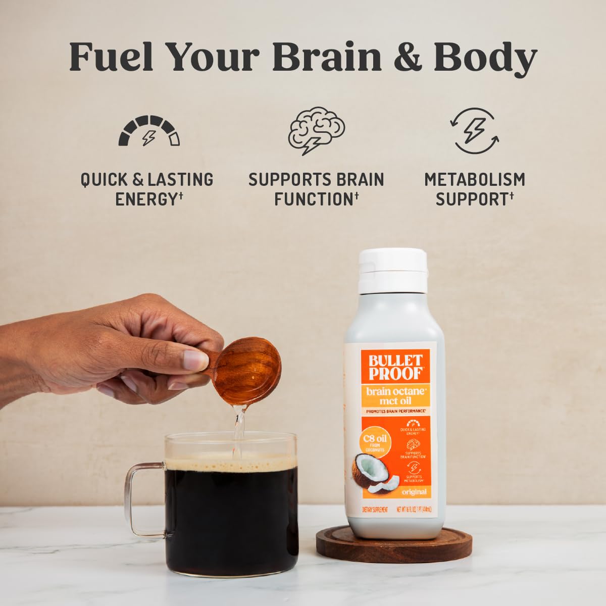 Bulletproof Coconut Brain Octane C8 MCT Oil 2-Pack – Unflavored Keto Energy for Brain & Body