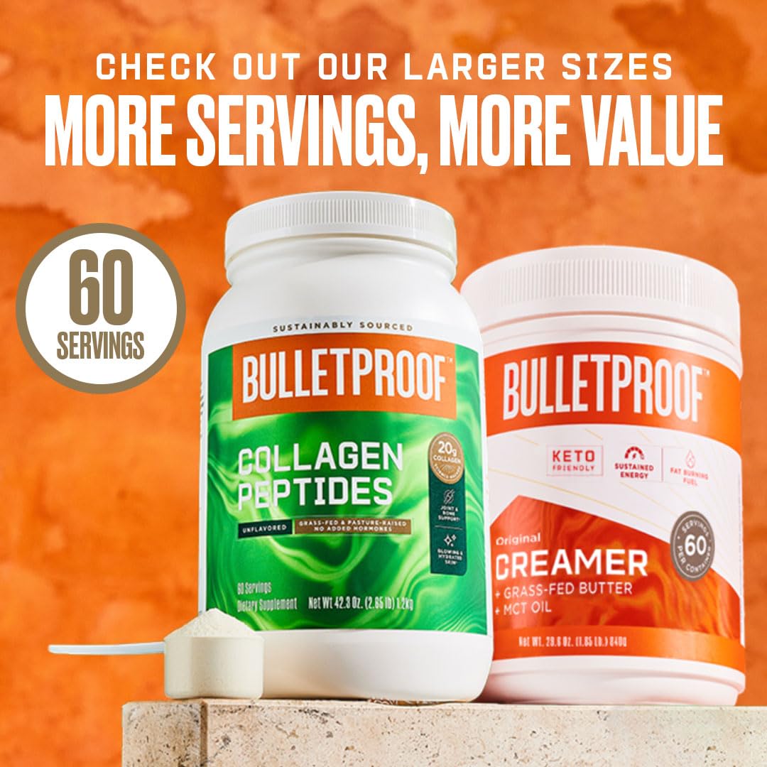 Bulletproof Dark Chocolate Energy Collagen Protein — 19.3 oz, Caffeine-Free with Ginseng, Cordyceps, Magnesium & MCT