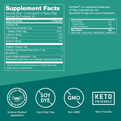 Bulletproof Unflavored Innerfuel Prebiotic Fiber Powder – 13.4 oz, Sugar-Free, Gluten-Free, Gut Health Support