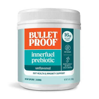 Bulletproof Unflavored Innerfuel Prebiotic Fiber Powder – 13.4 oz, Sugar-Free, Gluten-Free, Gut Health Support