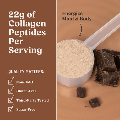 Bulletproof Dark Chocolate Energy Collagen Protein — 19.3 oz, Caffeine-Free with Ginseng, Cordyceps, Magnesium & MCT