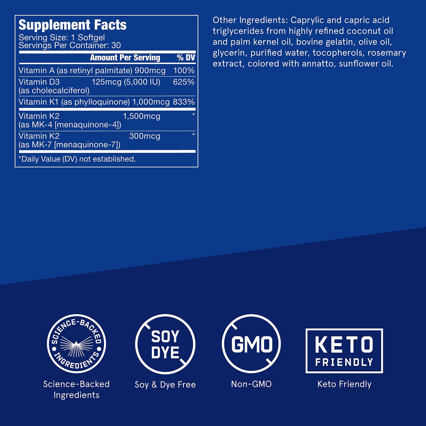 Bulletproof Vitamins A-D-K Softgels | 30 Count for Immune, Bone & Heart Support