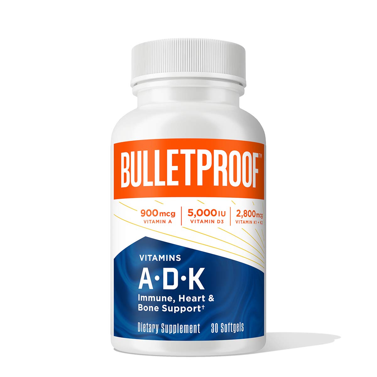 Bulletproof Vitamins A-D-K Softgels | 30 Count for Immune, Bone & Heart Support