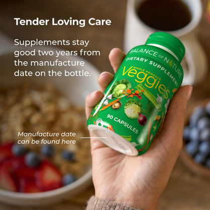 Balance of Nature Fruits & Veggies Supplements – Whole Fruit & Vegetable Capsules, 2 Sets (90/90)