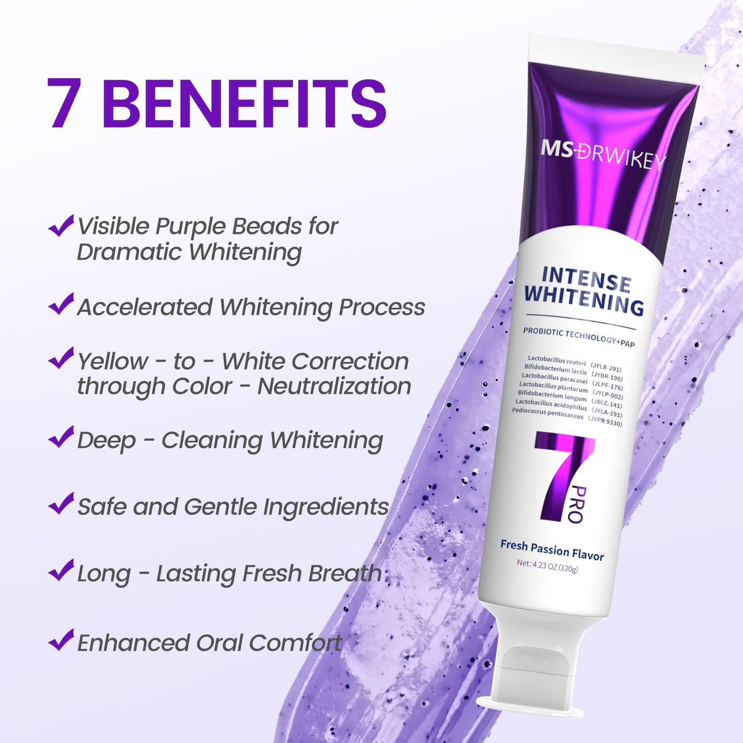 MSDRWIKEY SP-6 Toothpaste Bundle – 6 Probiotics, 7-Pro Whitening, Fluoride-Free