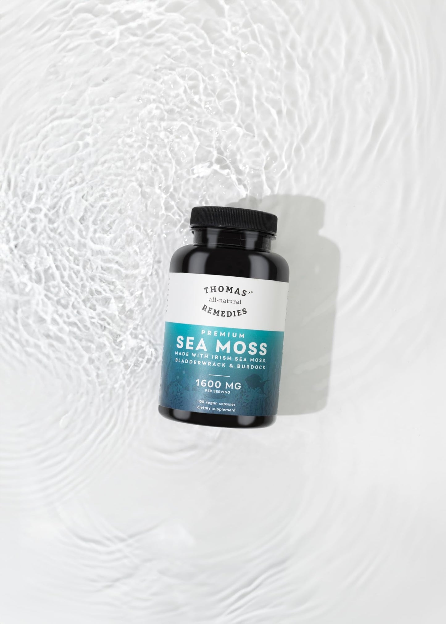 Thomas' All-Natural Irish Sea Moss Capsules with Bladderwrack & Burdock Root – Organic Sea Moss Pills (120)