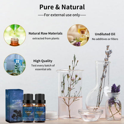 BURIBURI Sandalwood & Coffee Essential Oils 10ml – 100% Pure Fragrance Oils for Diffuser & Massage