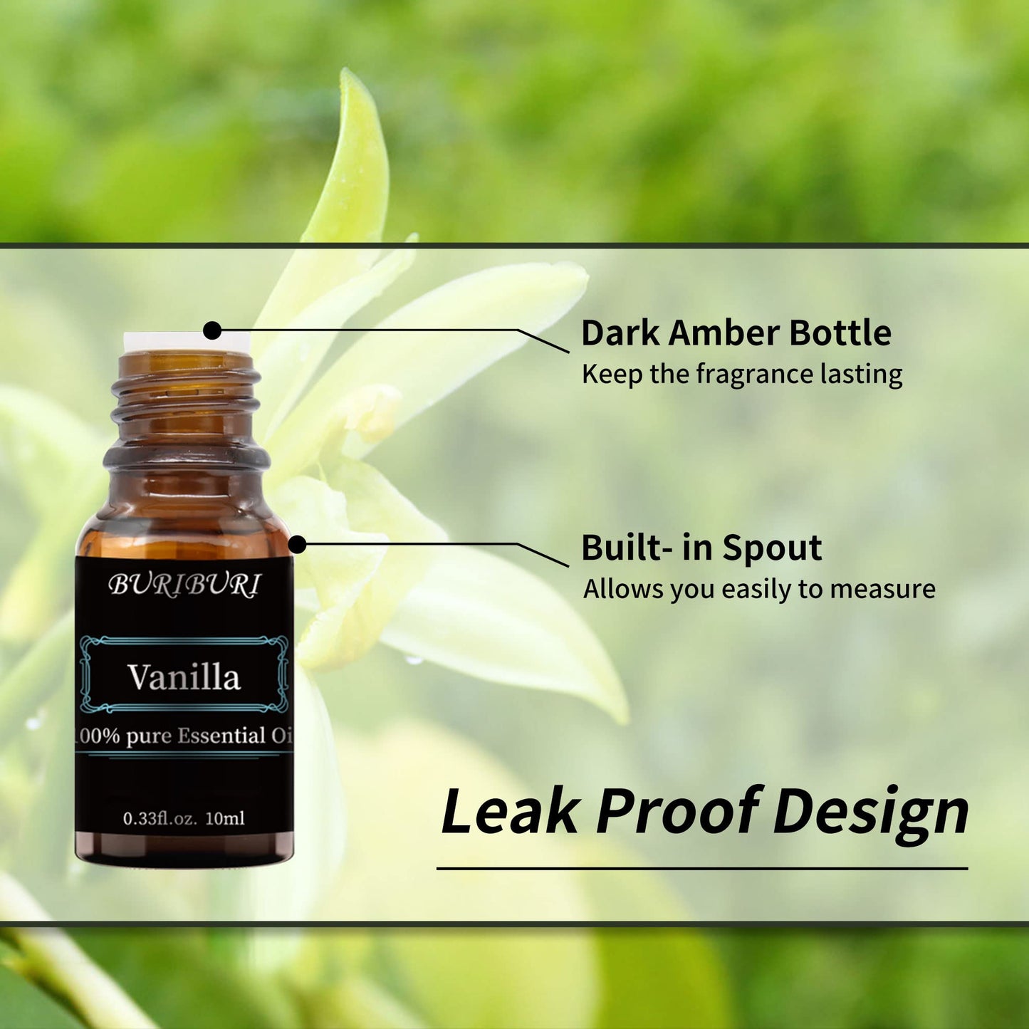 BURIBURI Tea Tree, Eucalyptus & Vanilla Essential Oil Set – 3x10ml, 100% Pure