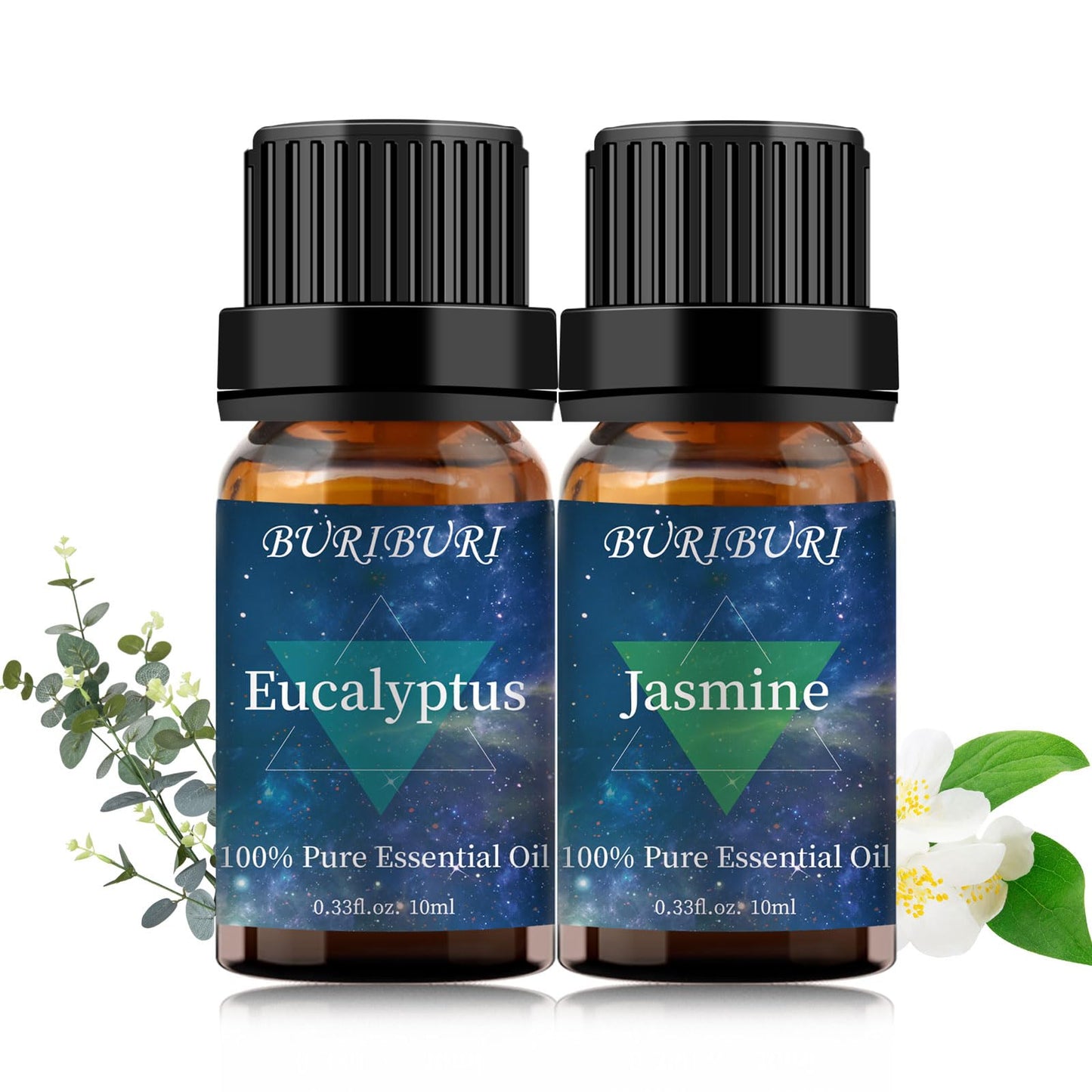 BURIBURI Jasmine & Eucalyptus Oils 2-Pack - 10ml for Diffusers