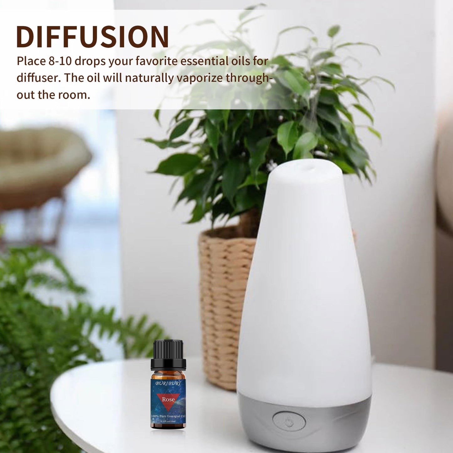 BURIBURI Rose & Jasmine Essential Oils Gift Set – 2x10ml Pure Aromatherapy Oils