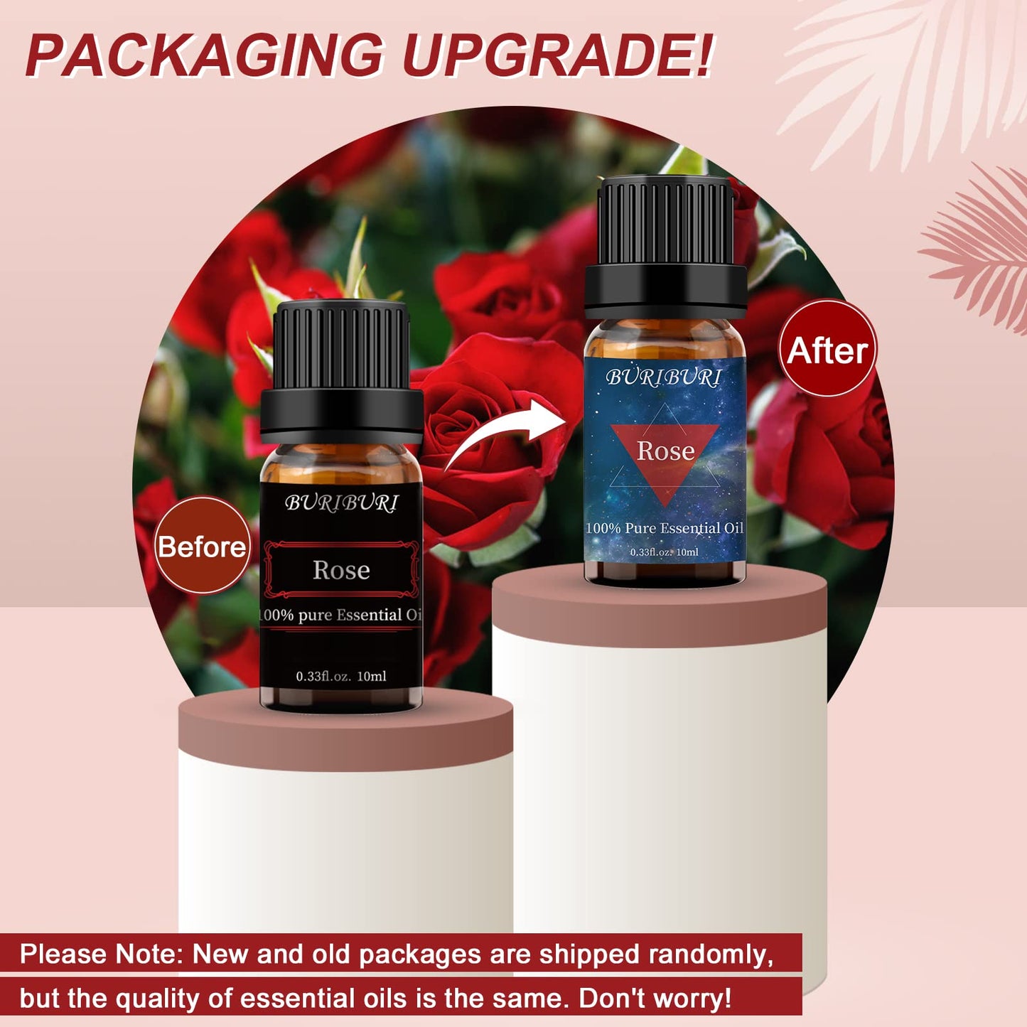 BURIBURI Rose & Jasmine Essential Oils Gift Set – 2x10ml Pure Aromatherapy Oils