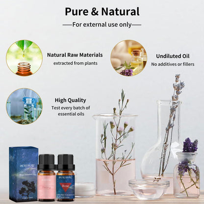 BURIBURI Rose Oil & Peony Essential Oil Set 2 Pack – 10ml Each, 100% Pure