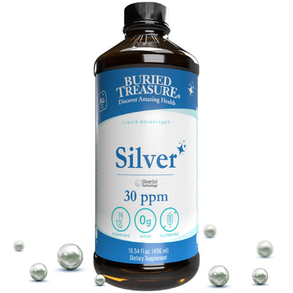 Buried Treasure Silver Liquid 30 PPM 16 oz – Immune Support & Nano Silver