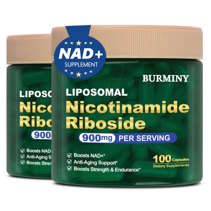 BURMINY NAD Supplement | Liposomal Nicotinamide Riboside 900mg with Resveratrol & Quercetin – 2 Pcs