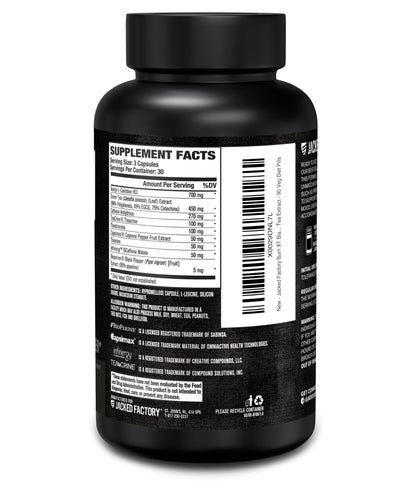 Jacked Factory Burn XT Black Thermogenic Fat Burner – TeaCrine, Infinergy, Green Tea Extract | 90 Veg Diet Pills