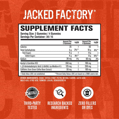 Burn-XT Gummies by Jacked Factory – Thermogenic Fat Burner & Appetite Suppressant (60 Gummies, Tangerine Sour)
