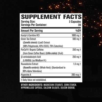 Jacked Factory Burn-XT Max: High-Performance Thermogenic Fat Burner with PurCaf Caffeine, MitoBurn & Green Tea | 90 Capsules