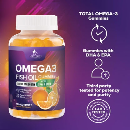Omega-3 Fish Oil Gummies: DHA & EPA for Heart & Brain (120 Gummies)