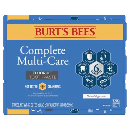 Burt's Bees Complete Multi-Care Toothpaste 4.7 oz – Pack of 3