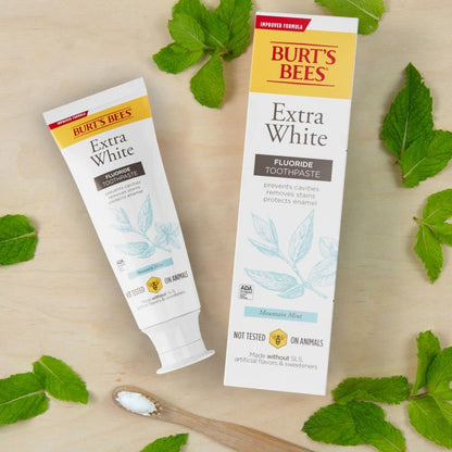 Burt's Bees Toothpaste with Fluoride – Extra White Zen Peppermint 4.7 oz (14) | ADA Accepted