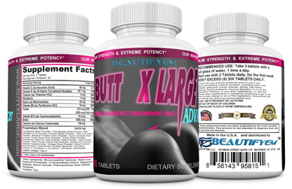 BEAUTIFYEM Butt X-Large Advance Butt Enlargement, Booty Enhancement. Butt Enhancer Pills. Fast Curved Bigger Glutes. 90 Tablets (Not a Butt Cream)