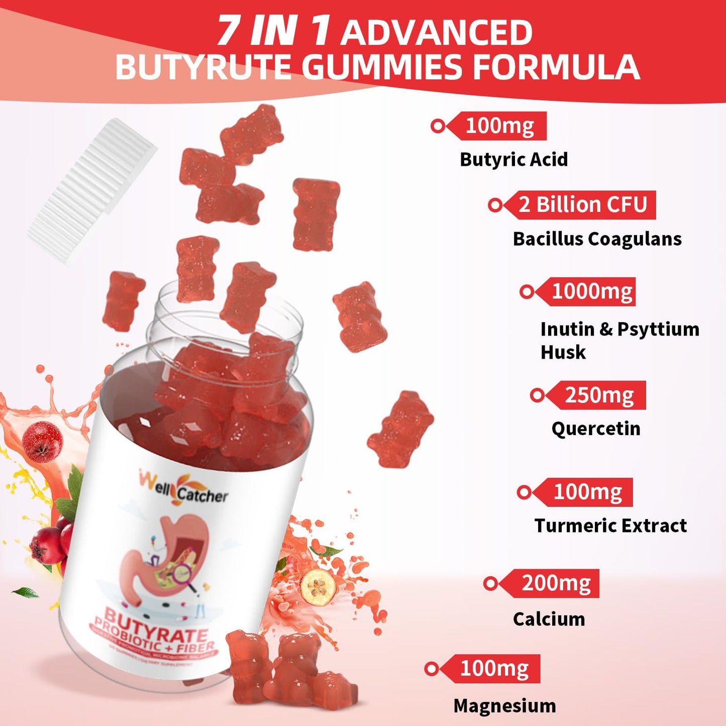 Butyrate Gummies for Gut Health with Probiotic & Prebiotic Fiber – Sugar Free & Vegan