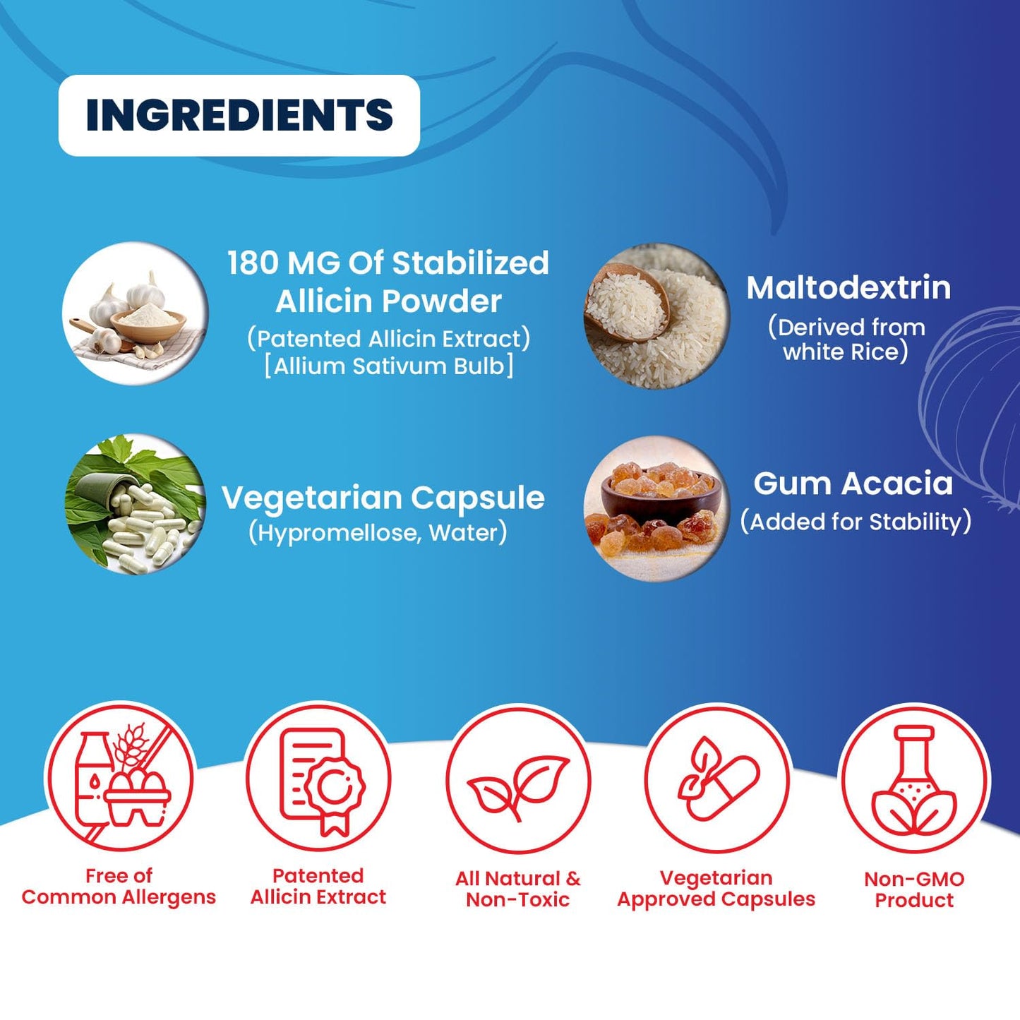 BuyNaturally Potent Allicin Odor-Controlled Garlic Supplement | Mega Allicin 180,000 mcg Veggie Capsules (90 Count)