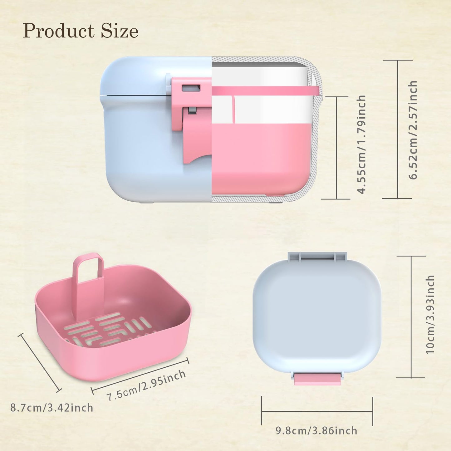 BVN Leak-Proof Denture Case – Pink & White Denture Cup for Soaking