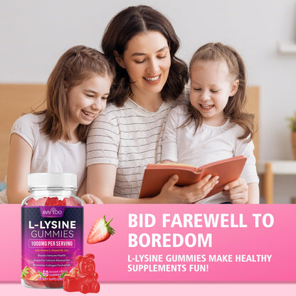 BVIVLOO L-Lysine 1000mg Gummies – Immune Support, Skin Health | Vegan, Sugar-Free