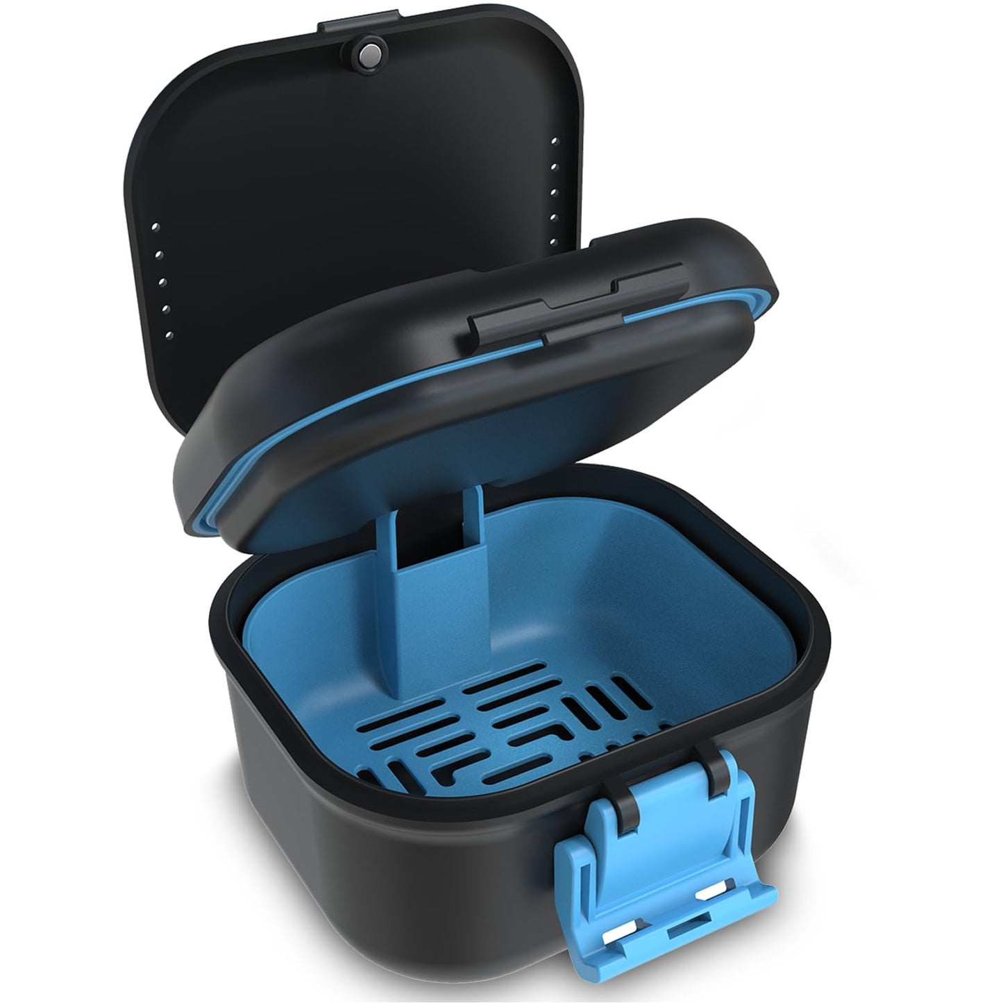 BVN Leakproof Denture Cup - Upgraded Carrying Storage (Black/Blue)