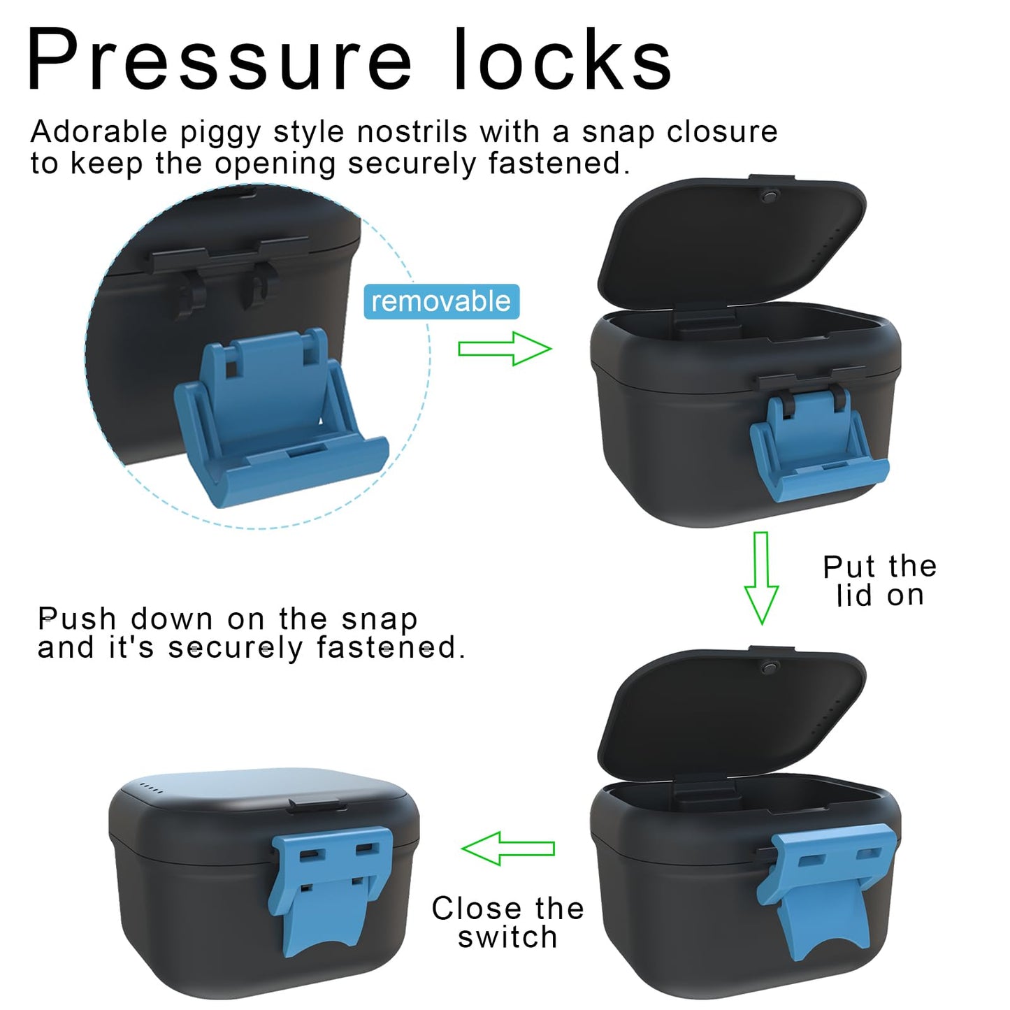 BVN Leakproof Denture Cup - Upgraded Carrying Storage (Black/Blue)