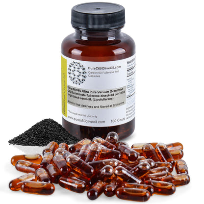 C60 Organic Black Seed Oil Capsules 80mg - 99.99% Pure, Food Grade