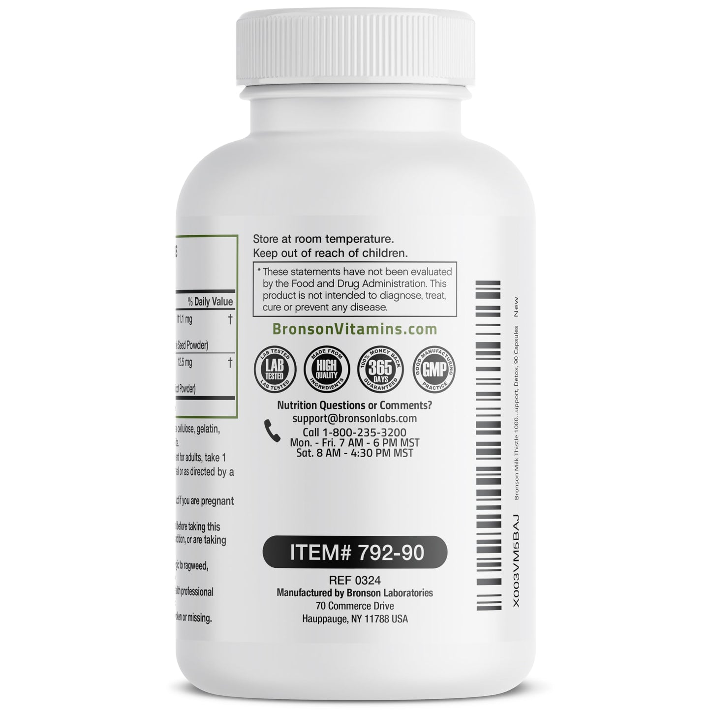 Bronson Milk Thistle Silymarin Marianum & Dandelion Root – Liver Health, Antioxidant Support, 90 Capsules