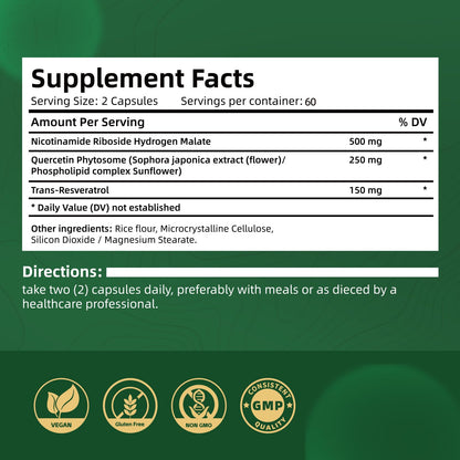 CABRHEART NAD+ Liposomal NAD with Resveratrol – 900mg High-Absorption NAD Booster, 120 Capsules