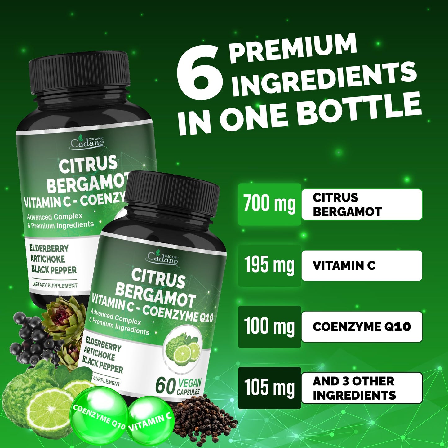 Cadane Citrus Bergamot Supplement – Heart Health & Wellness (Vitamin C, CoQ10)
