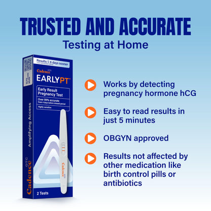 Cadence OTC EarlyPT Pregnancy Test Strips – 2 Pack, 99% Accurate, 5 Min Results