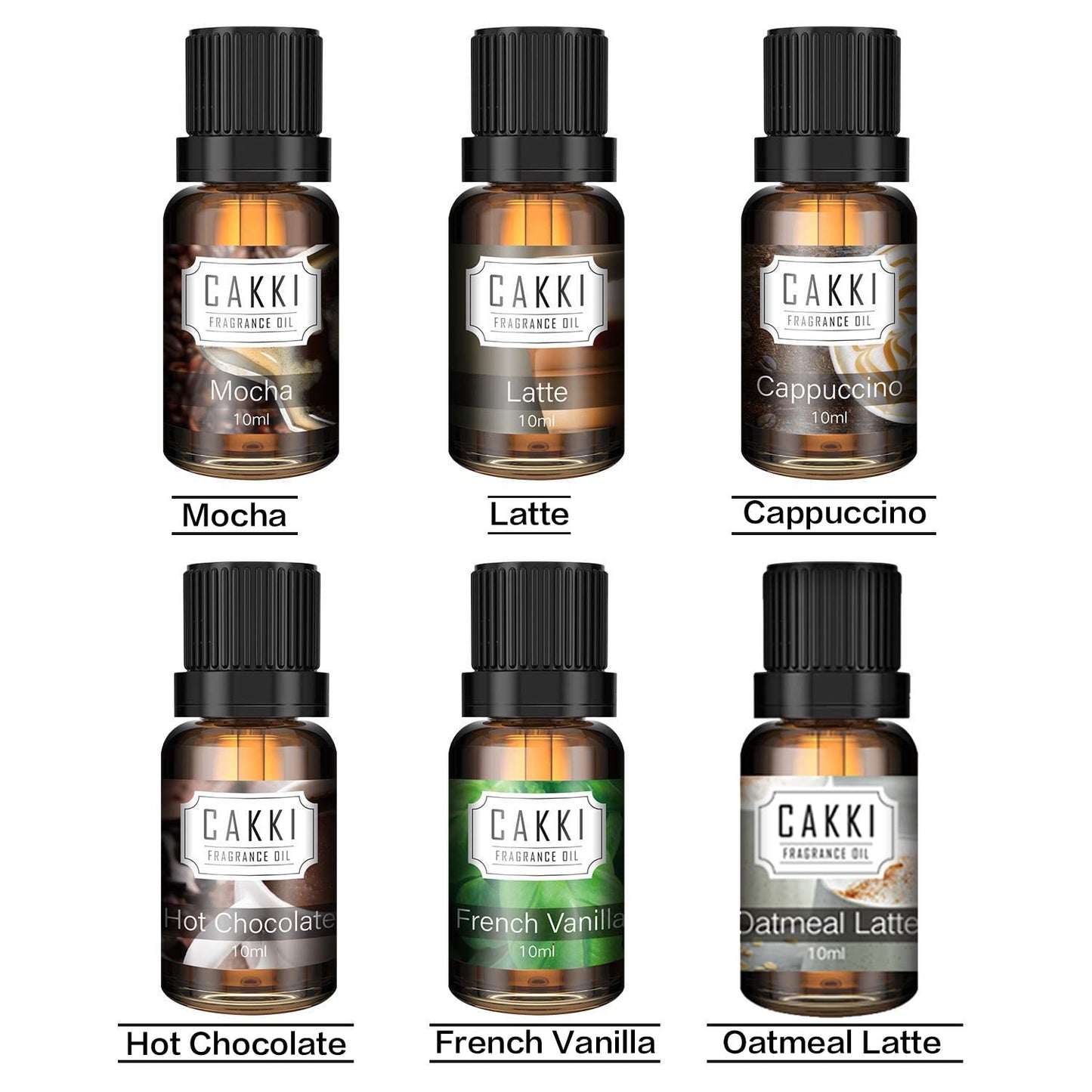 Coffee Essential Oils Set (6 x 10ml) – Cakki Fragrance Oils Gift Set for Diffuser