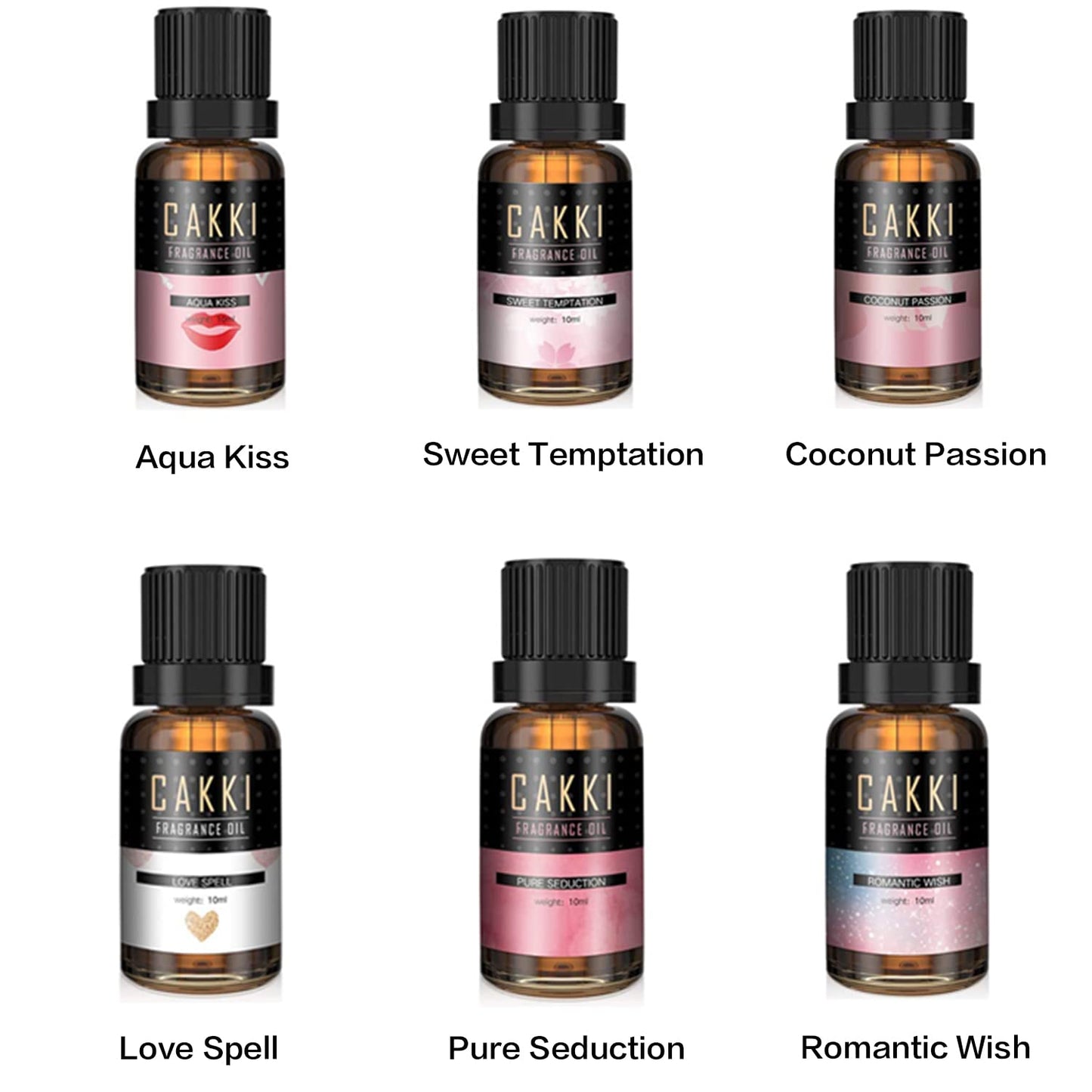 CAKKI Fragrance Oils Gift Set – 6x10ml Aromatherapy Oils for Diffusers and Candles