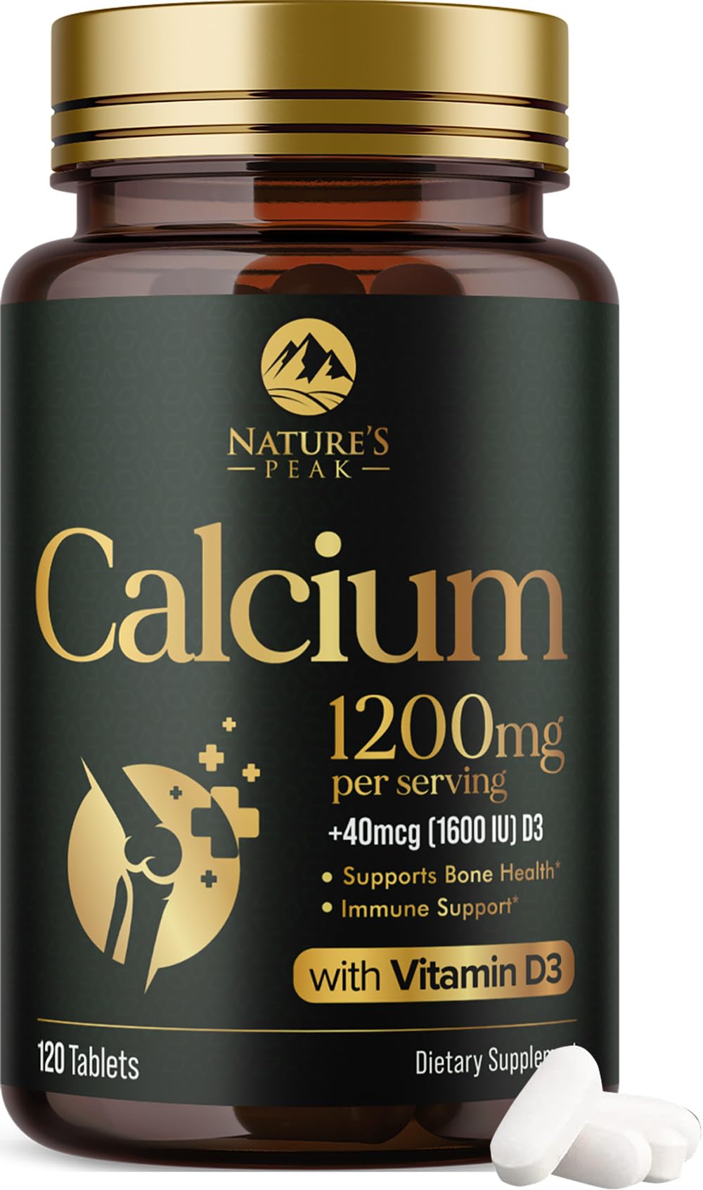 Calcium 1200 mg with Vitamin D3 - Bone Health Supplement for Men & Women | 120 Tablets