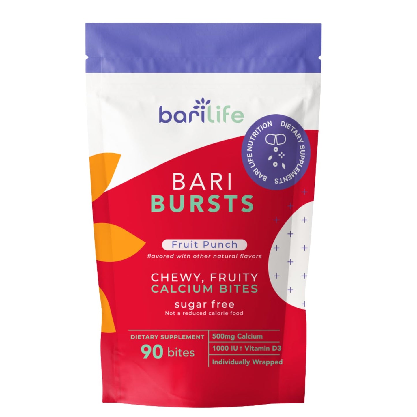 Calcium Citrate Bariatric Chews with 1000 IU Vitamin D3 | BariBurst by Bari Life - Fruit Punch