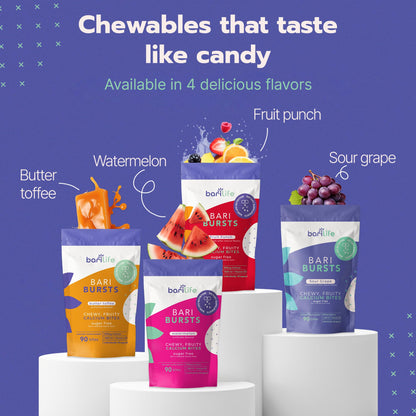 Calcium Citrate Bariatric Chews with 1000 IU Vitamin D3 | BariBurst by Bari Life - Fruit Punch